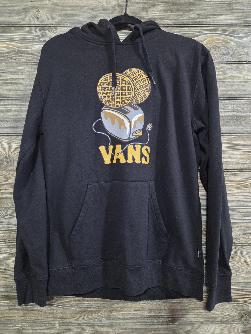 Vans Men's Black Waffle Toaster Graphic Pullover Hoodie Size Small